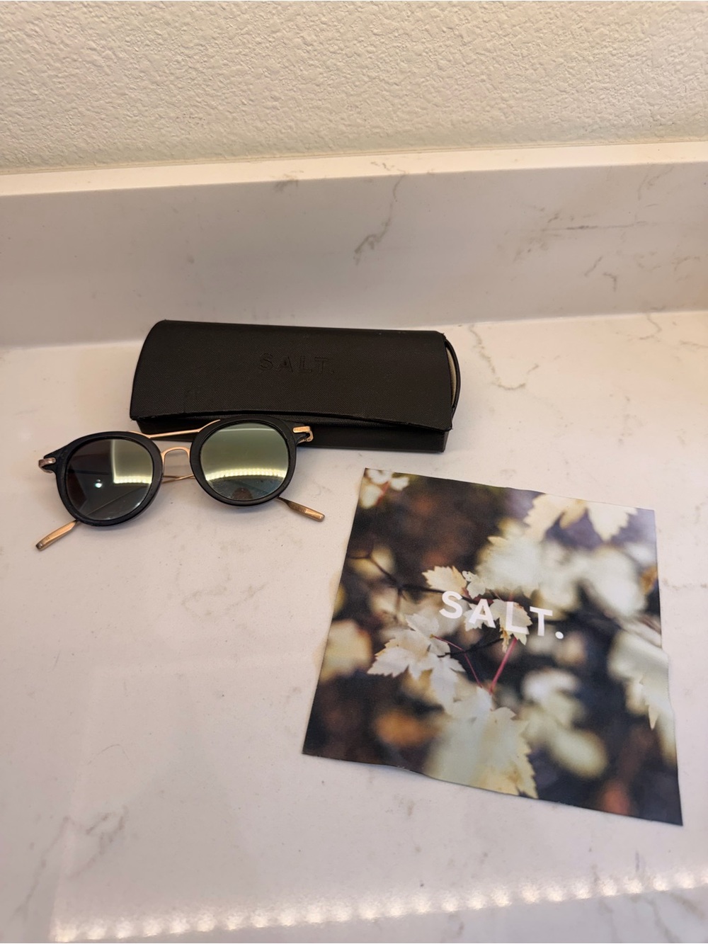 Salt Men's Black and Gold Round-frame Sunglasses
